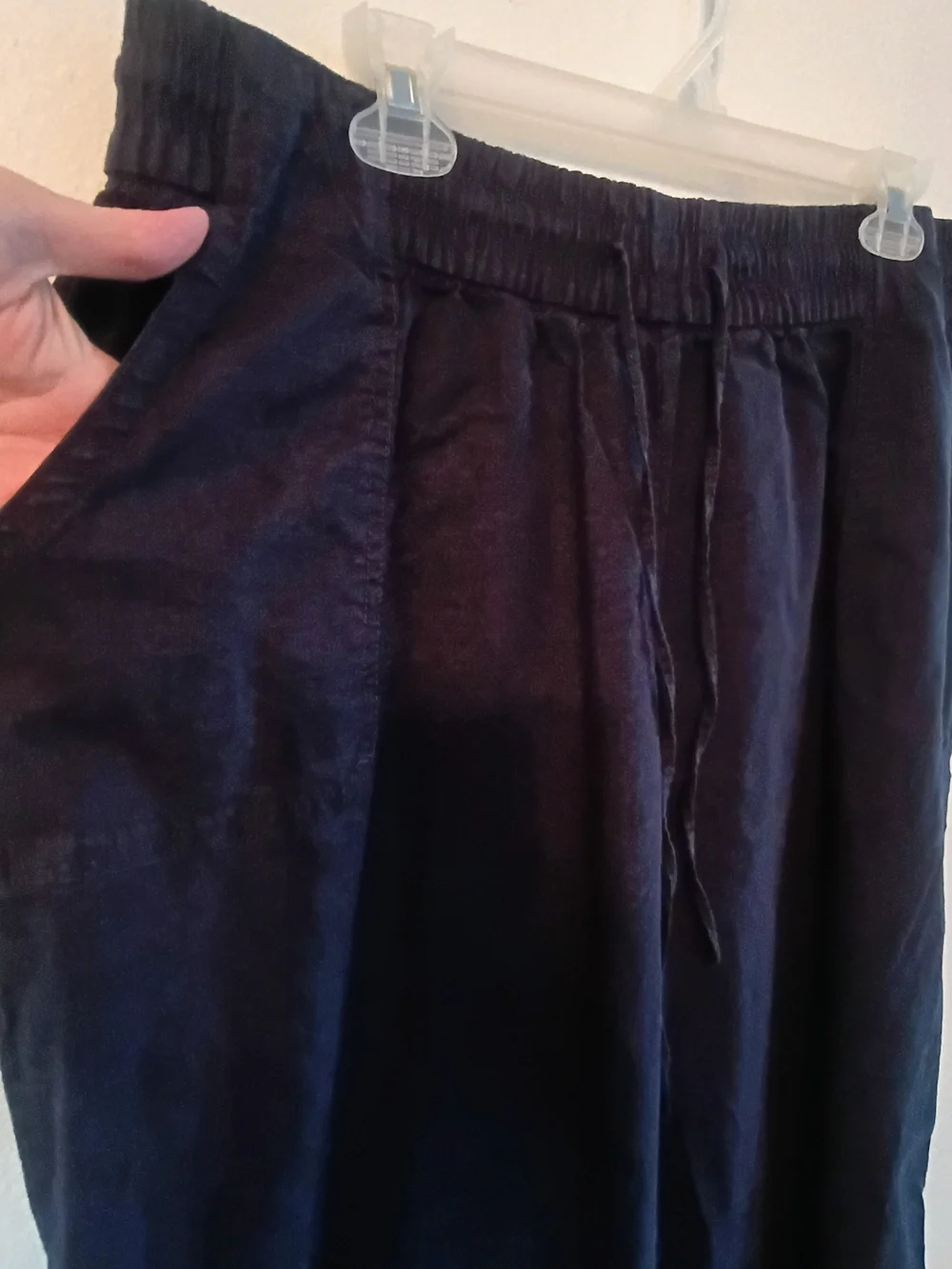 Lane Bryant Black Linen Blend Pull On Pants Size 16 Drawstring Pockets Straight
